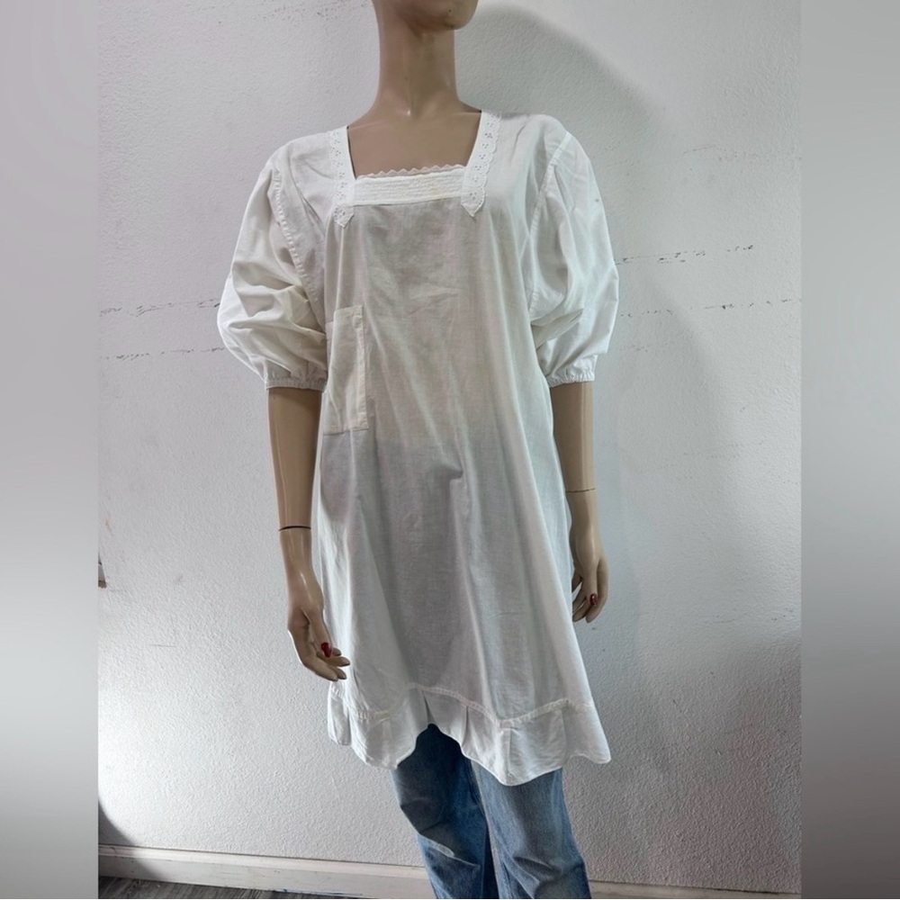 DIA QUEEN Vintage camisole white embroidered open back Tunic Top - Picture 6 of 16
